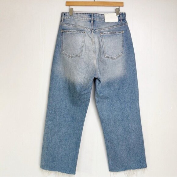 ZARA STRAIGHT LEG HIGH WAISTED CROP JEANS 10 - Picture 4 of 6